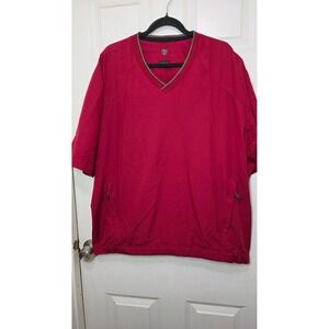 VTG Nike Golf Windbreaker Pullover Men's Large Red Short Sleeve V-Neck Jacket